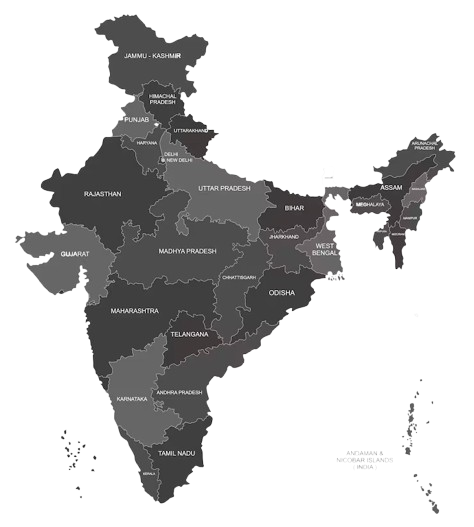Interactive map of India showing all states and union territories